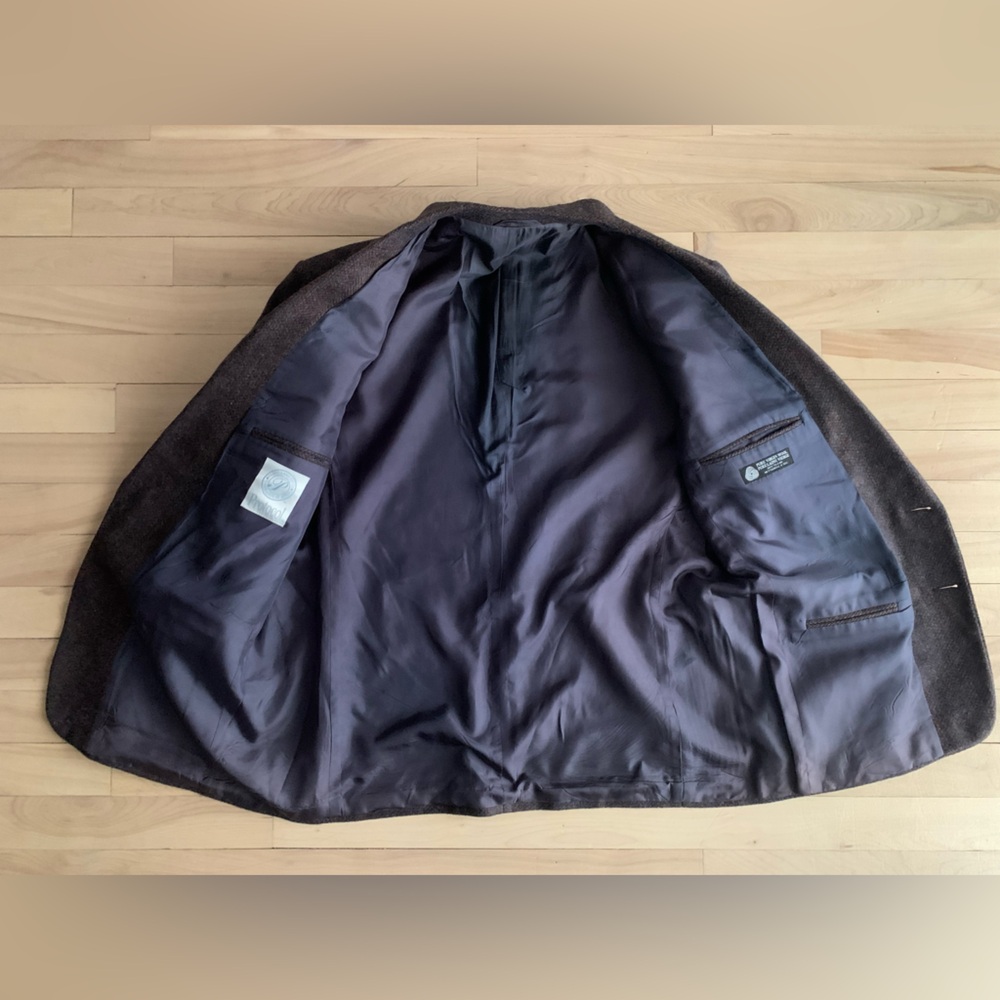 VINTAGE - Protocole Tweed Blazer Oversized Women Blue Fleck Structured Jacket - Picture 10 of 12